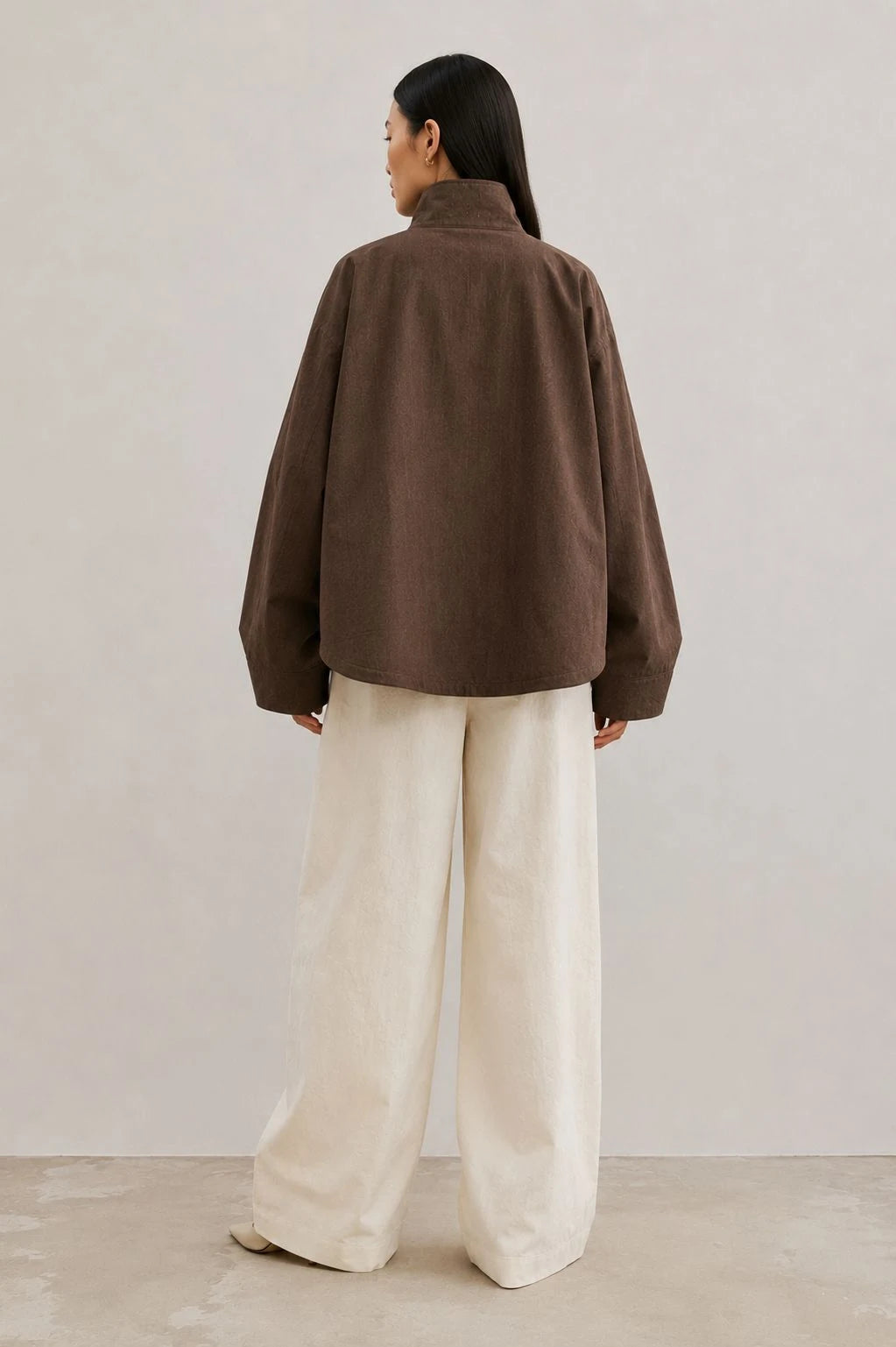 Ironwood Linen Oversized Stand-Collar Jacket
