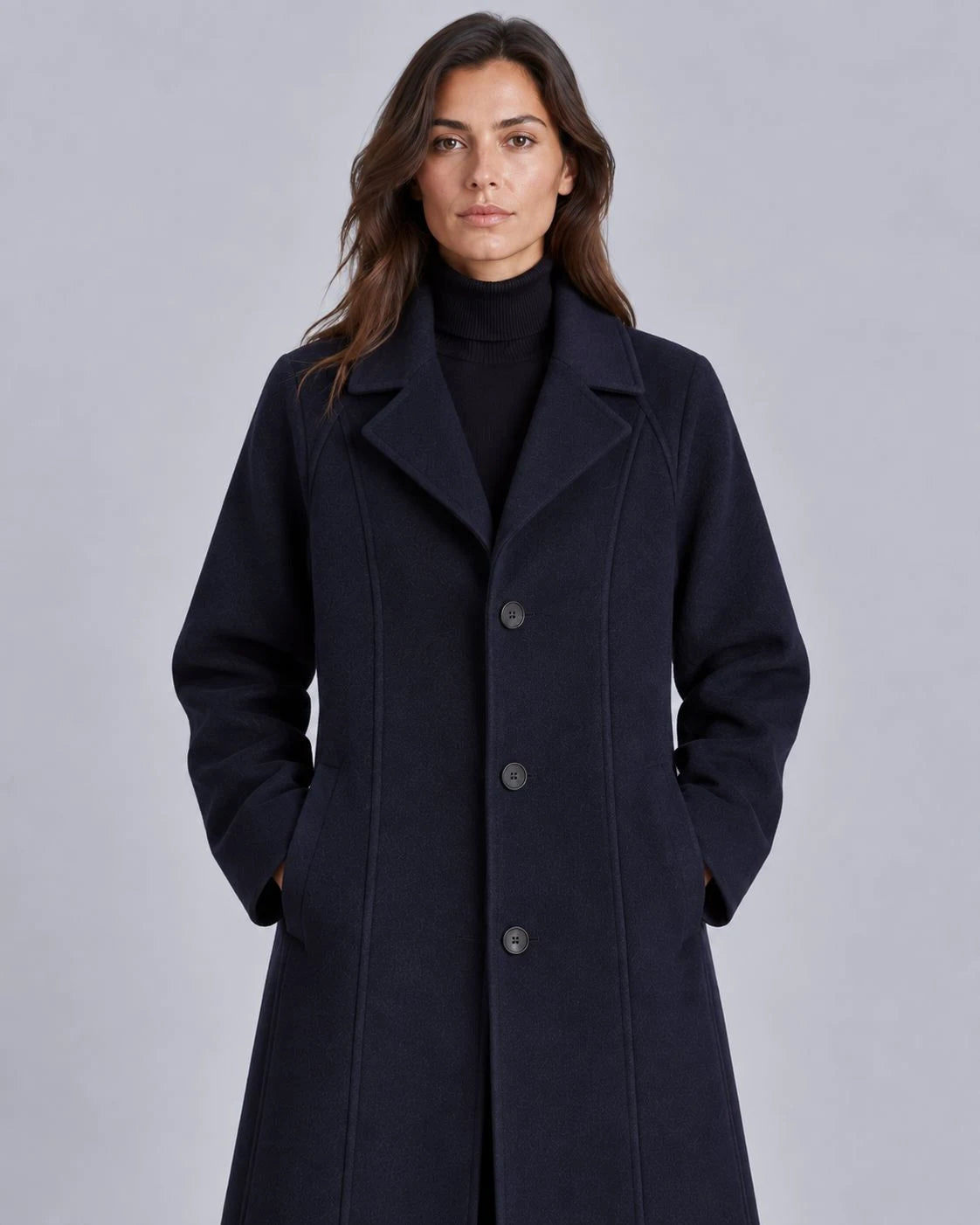 Foxglen Wool Longline Single-Breasted Coat