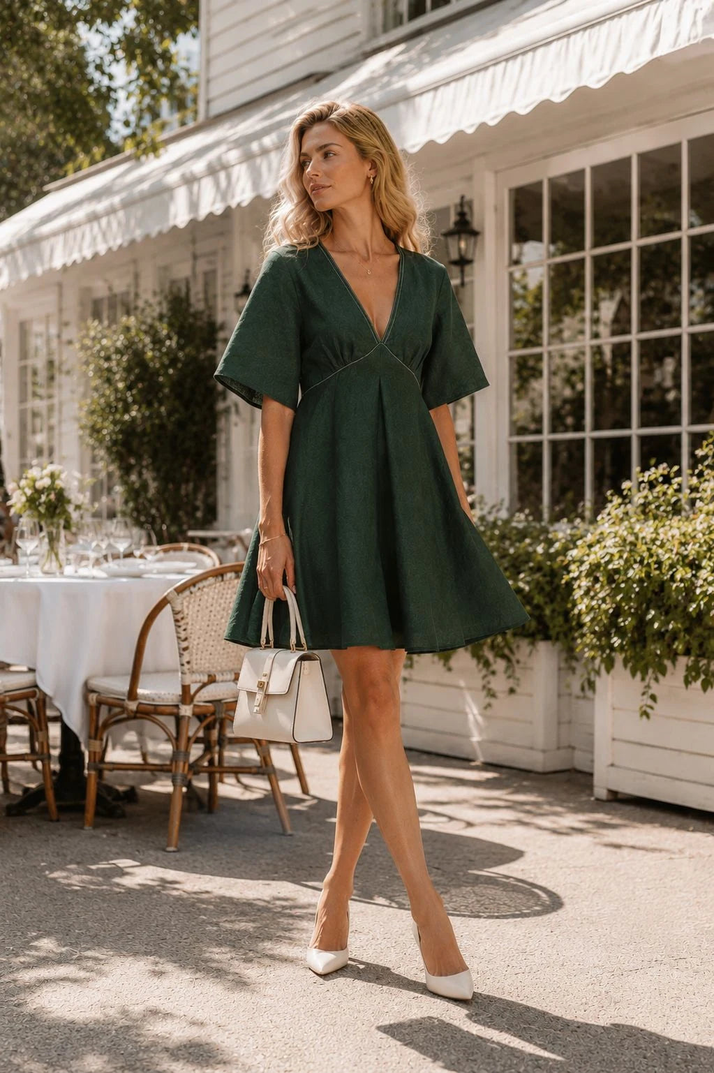 Menton Linen Babydoll Mini Dress