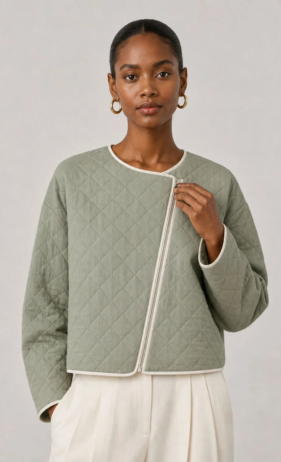 Meadow Linen Quilted Cropped Jacket