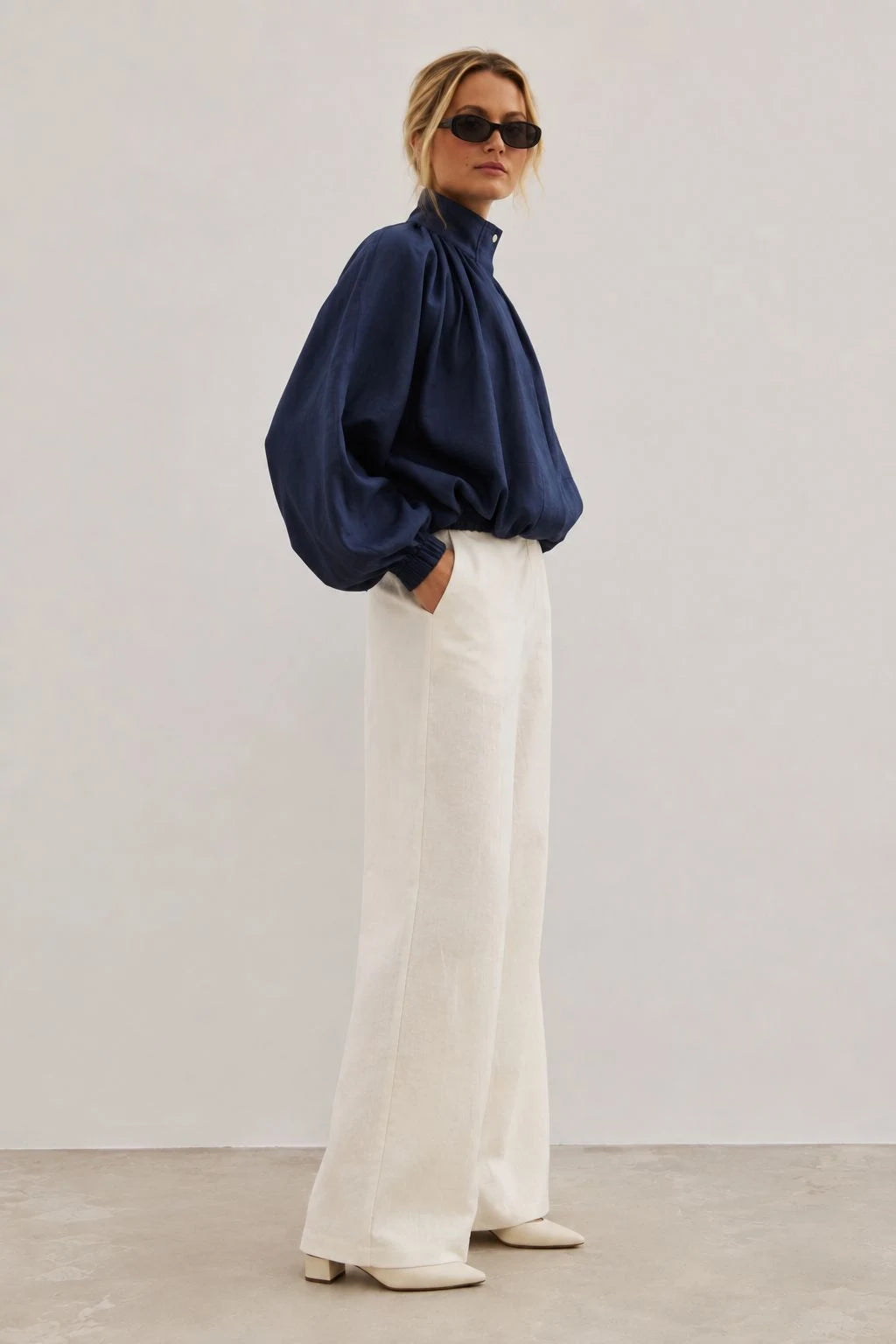 Northfell Linen Gathered Bomber Jacket