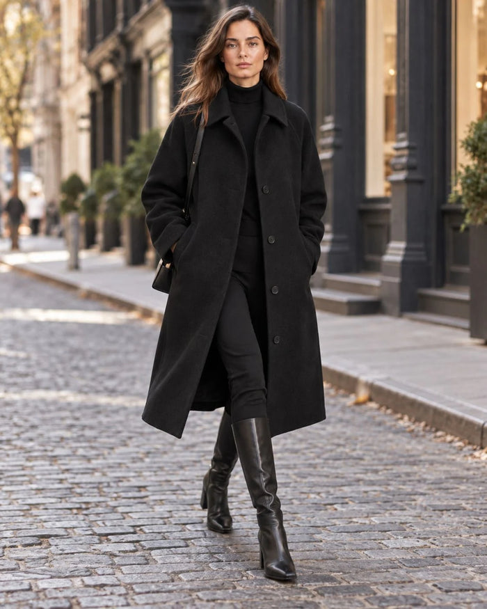 Silverpine Wool Relaxed-Raglan Coat