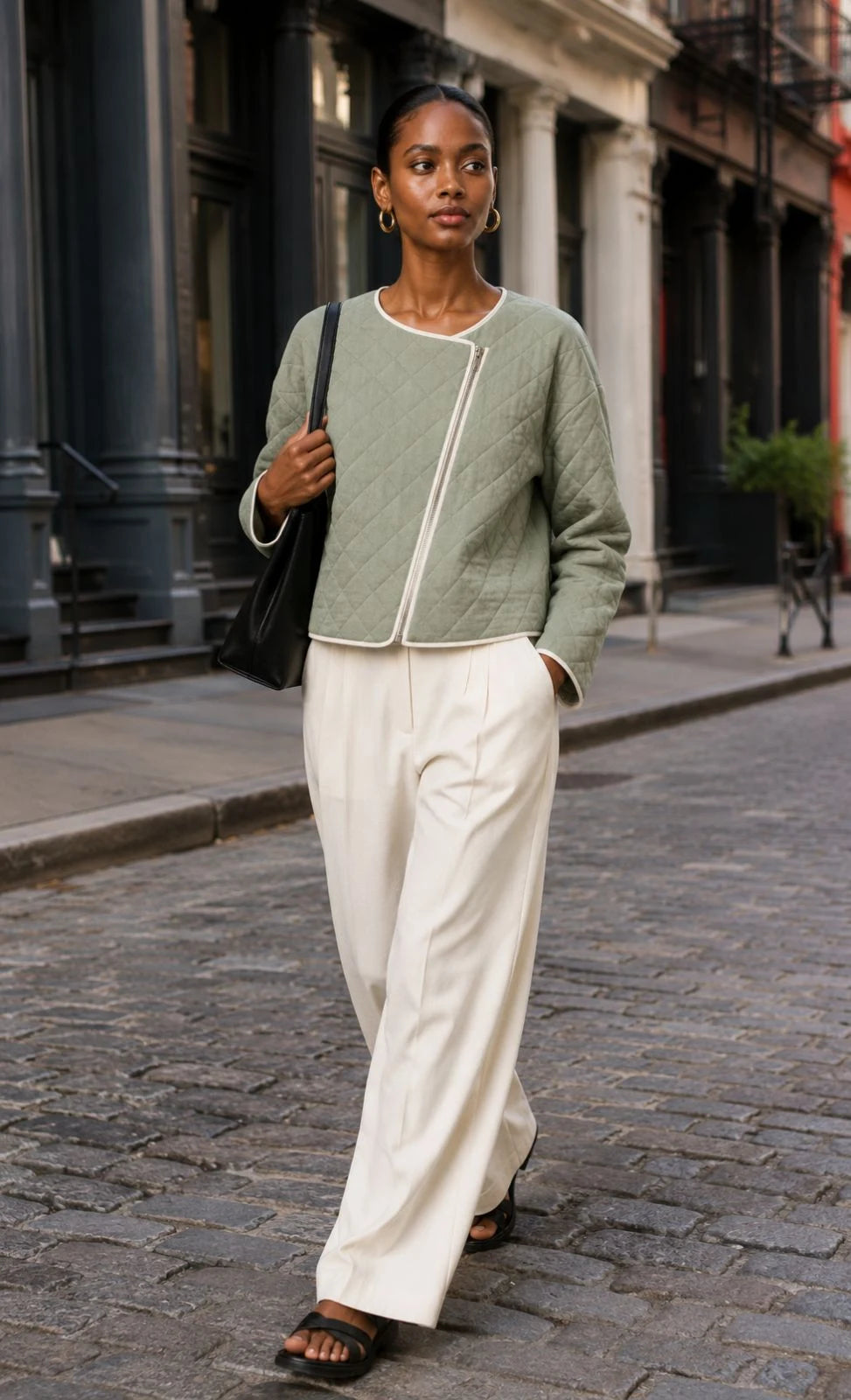 Meadow Linen Quilted Cropped Jacket