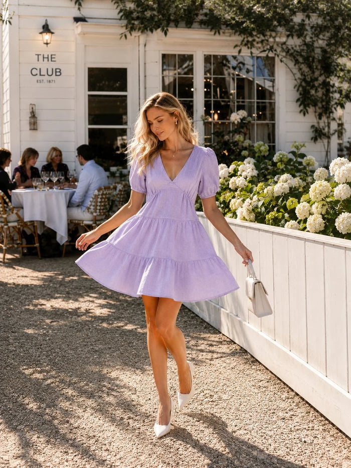 Como Linen Tiered Mini Dress