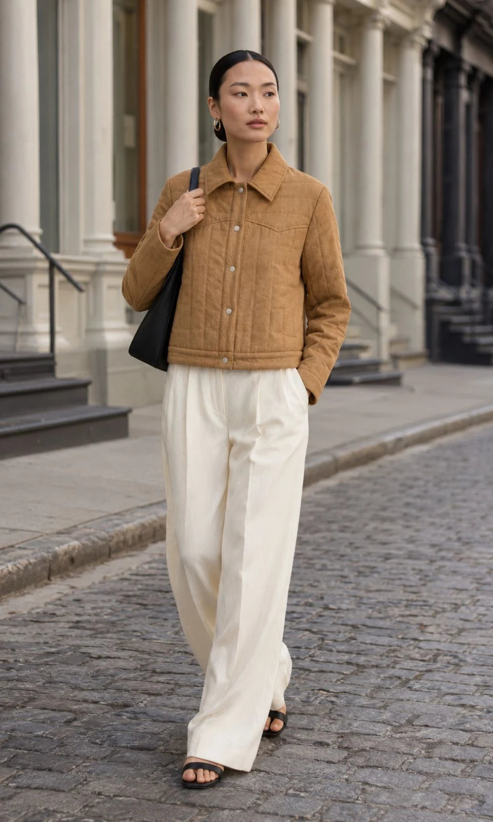 Cedarwood Linen Quilted Trucker Jacket