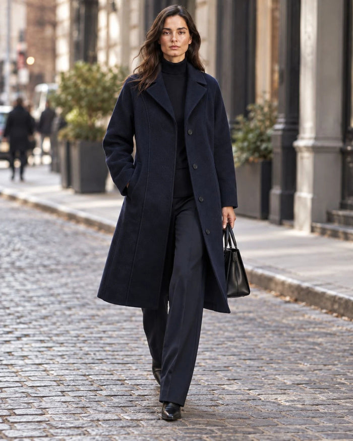 Foxglen Wool Longline Single-Breasted Coat