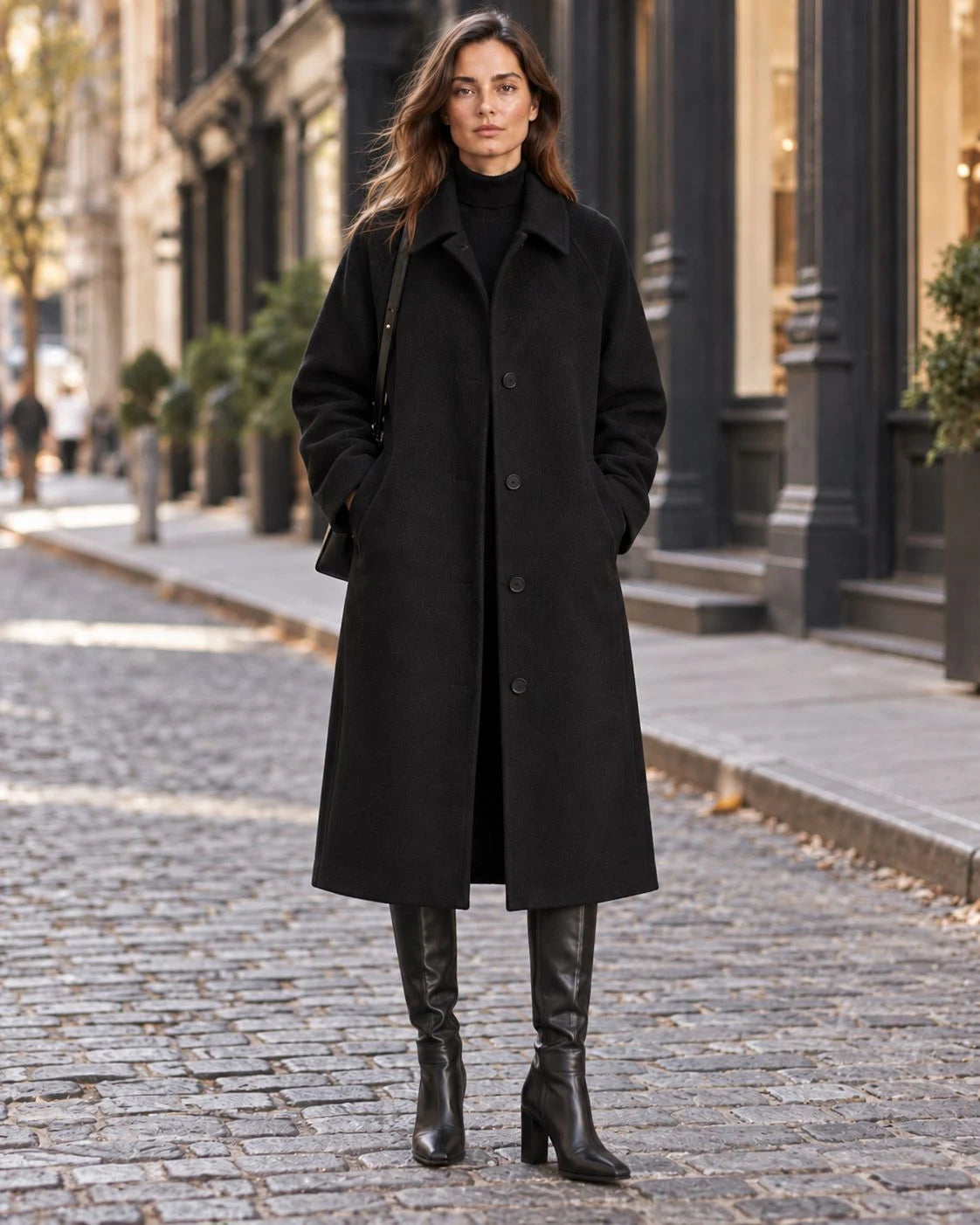 Silverpine Wool Relaxed-Raglan Coat