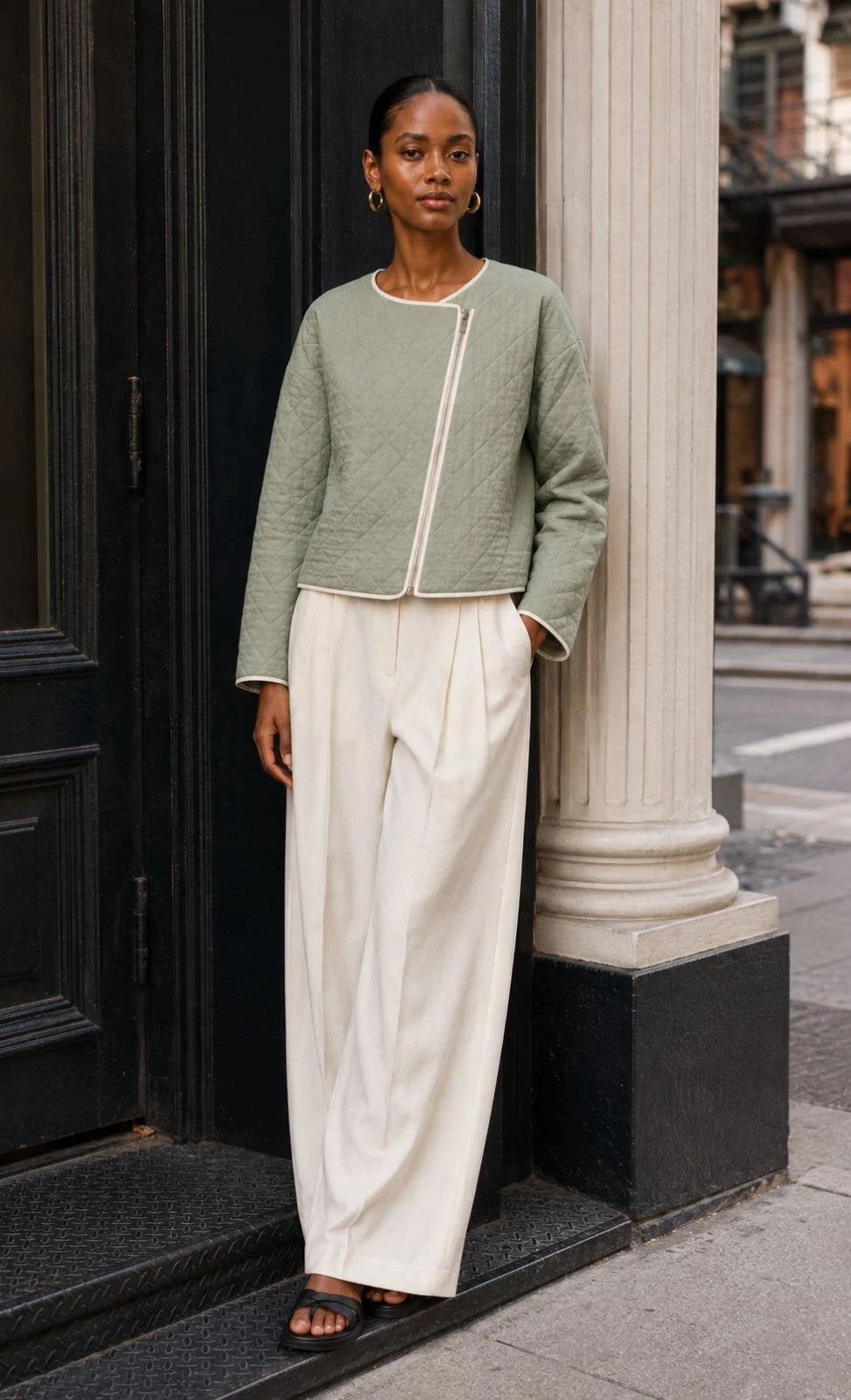 Meadow Linen Quilted Cropped Jacket