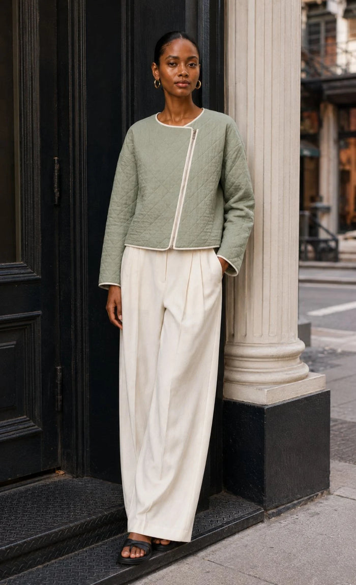 Meadow Linen Quilted Cropped Jacket