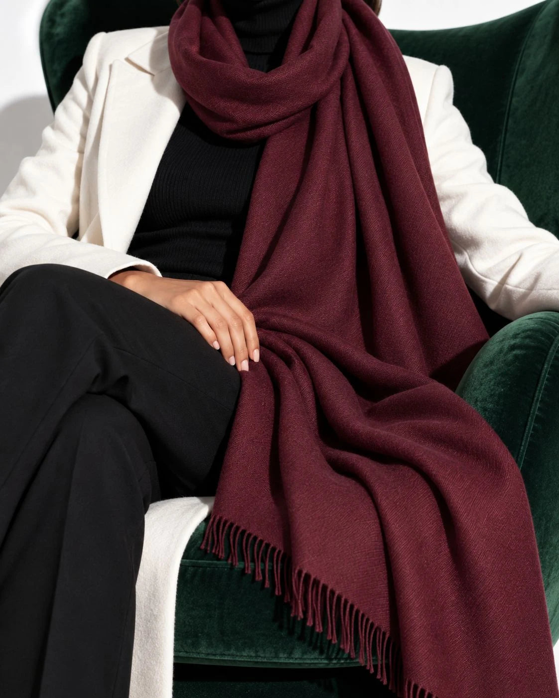 Burgundy Pashmina Cashmere Shawl