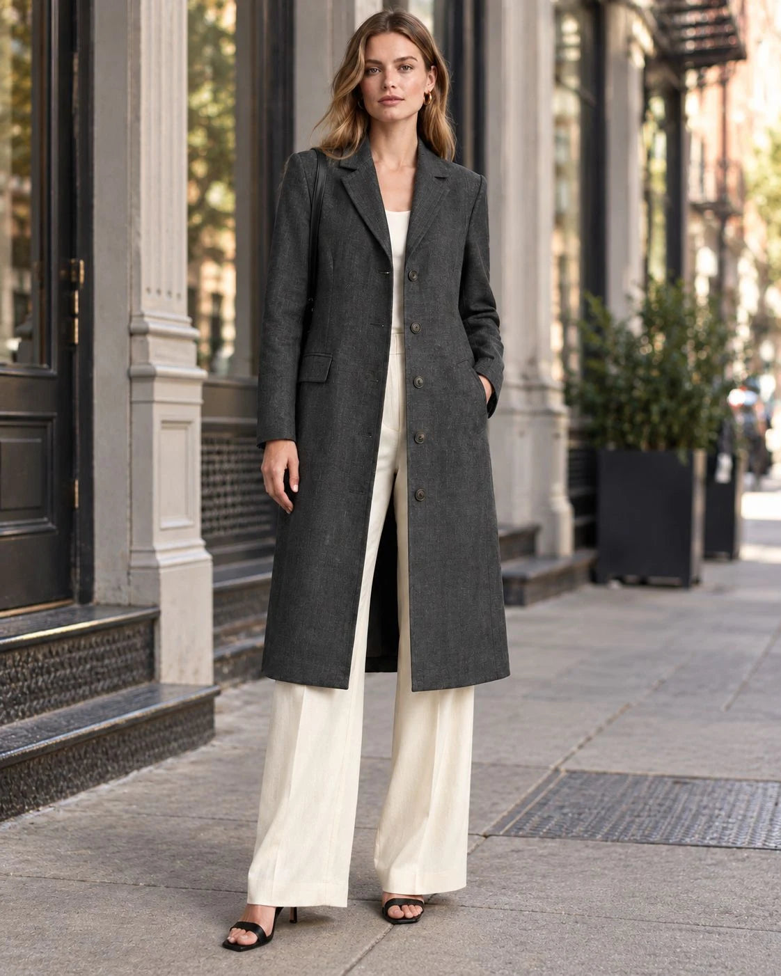 Greywood Linen Single-Breasted Coat