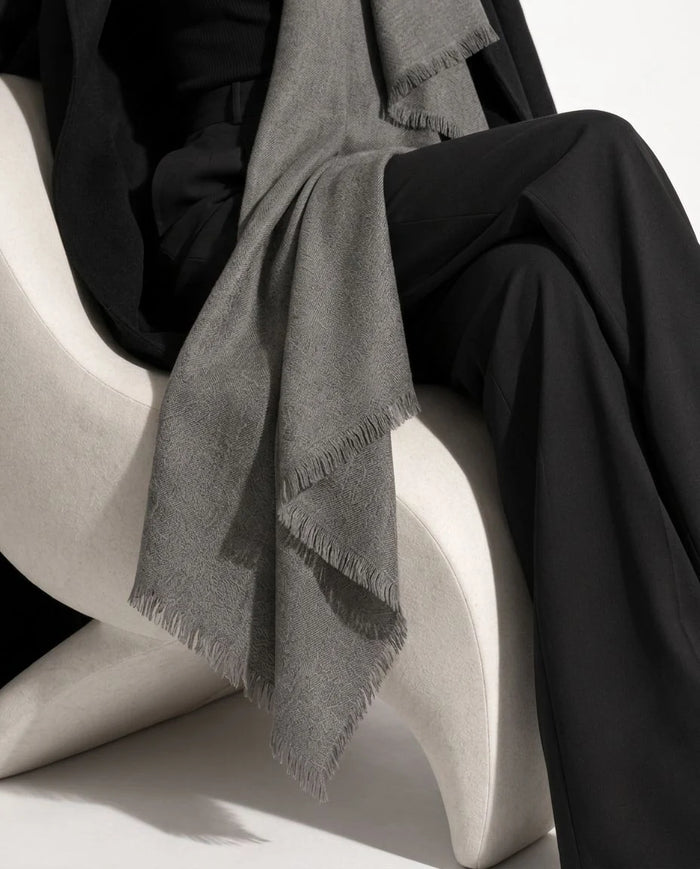 Charcoal Grey Pashmina Cashmere Shawl lifestyle