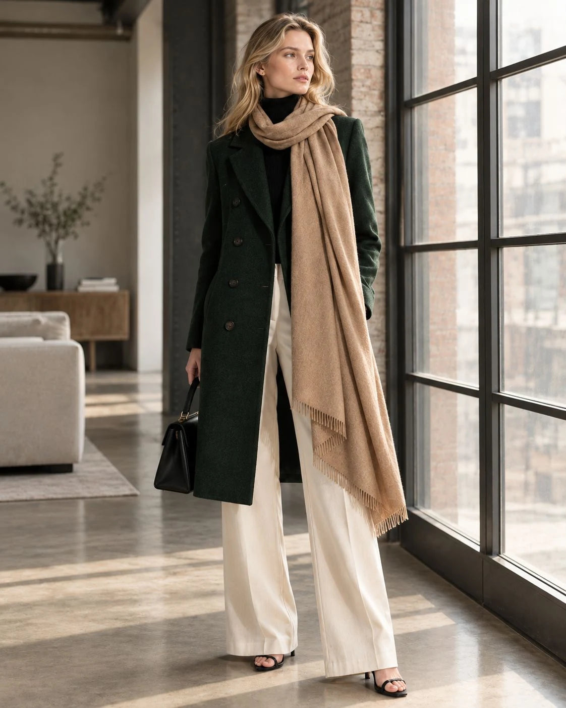 Tan Pashmina Cashmere Shawl