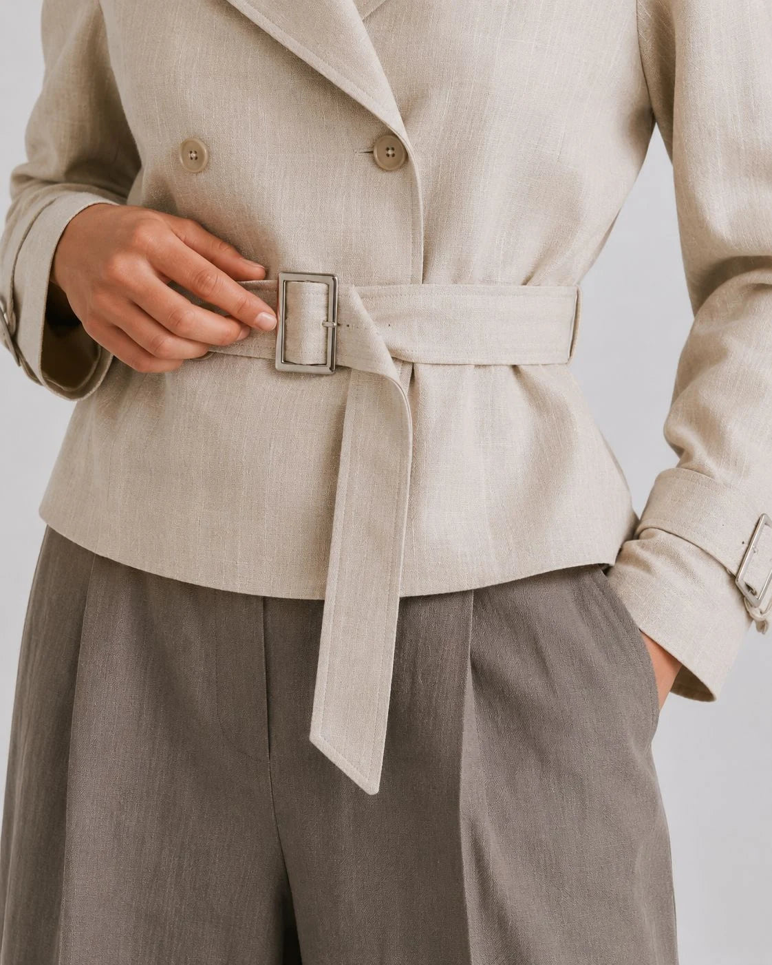 Stonebrook Linen Belted Double-Breasted Jacket