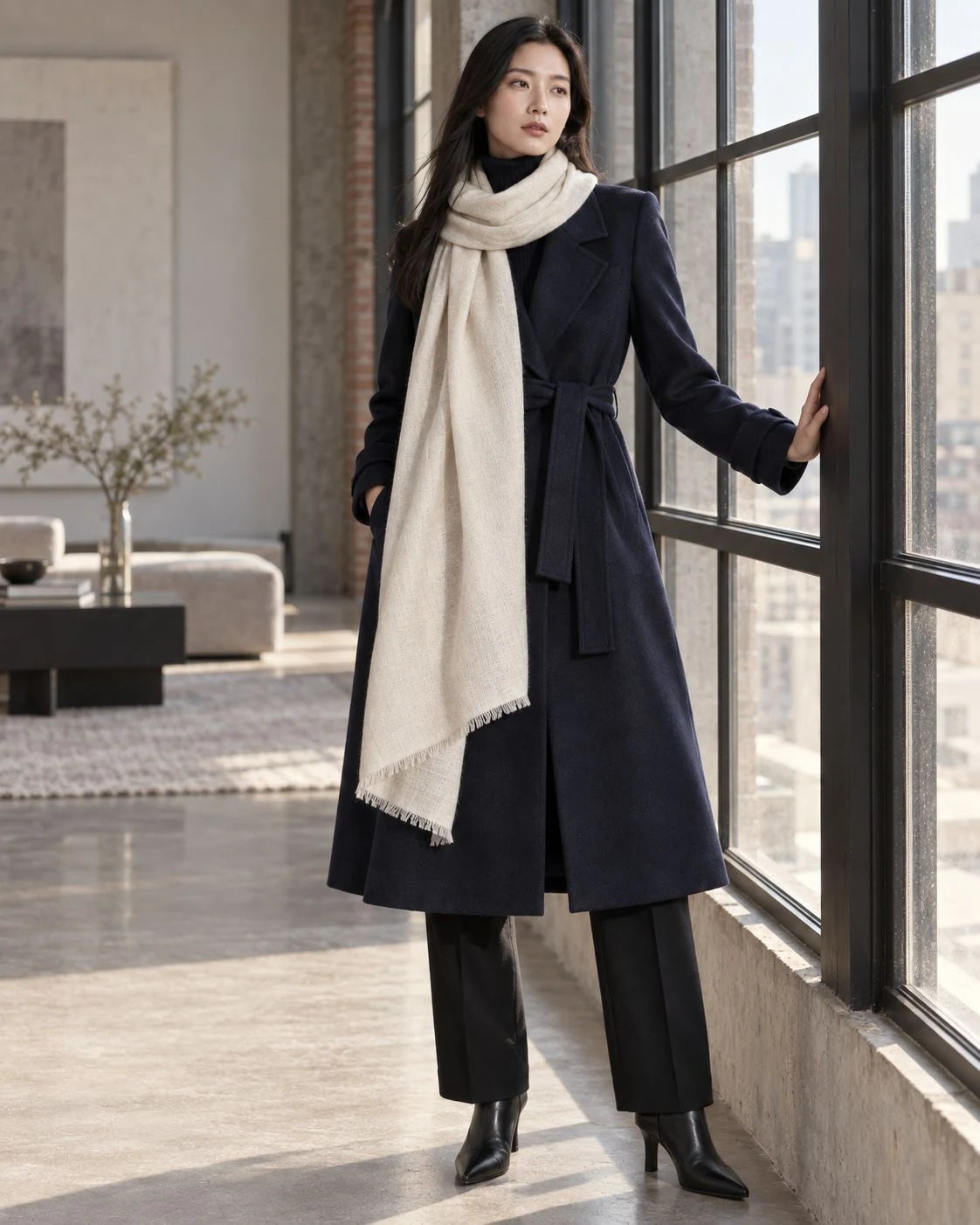 Ivory Pashmina Cashmere Shawl