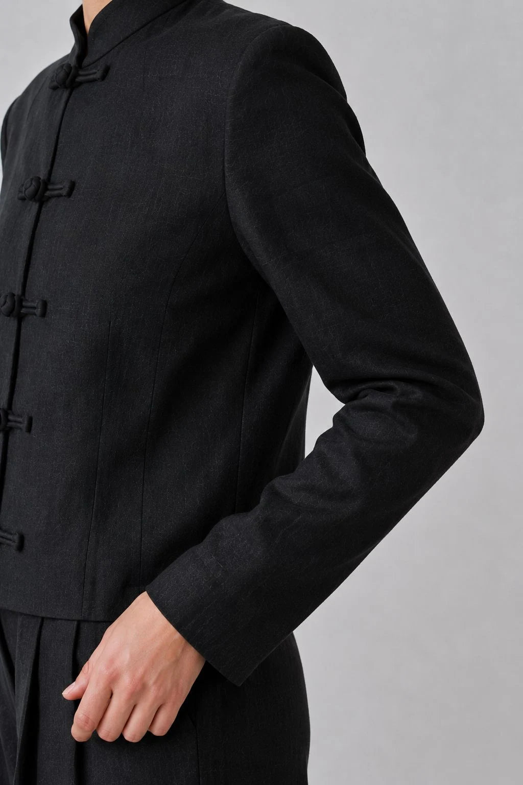 Ravenwood Linen Mandarin-Collar Jacket