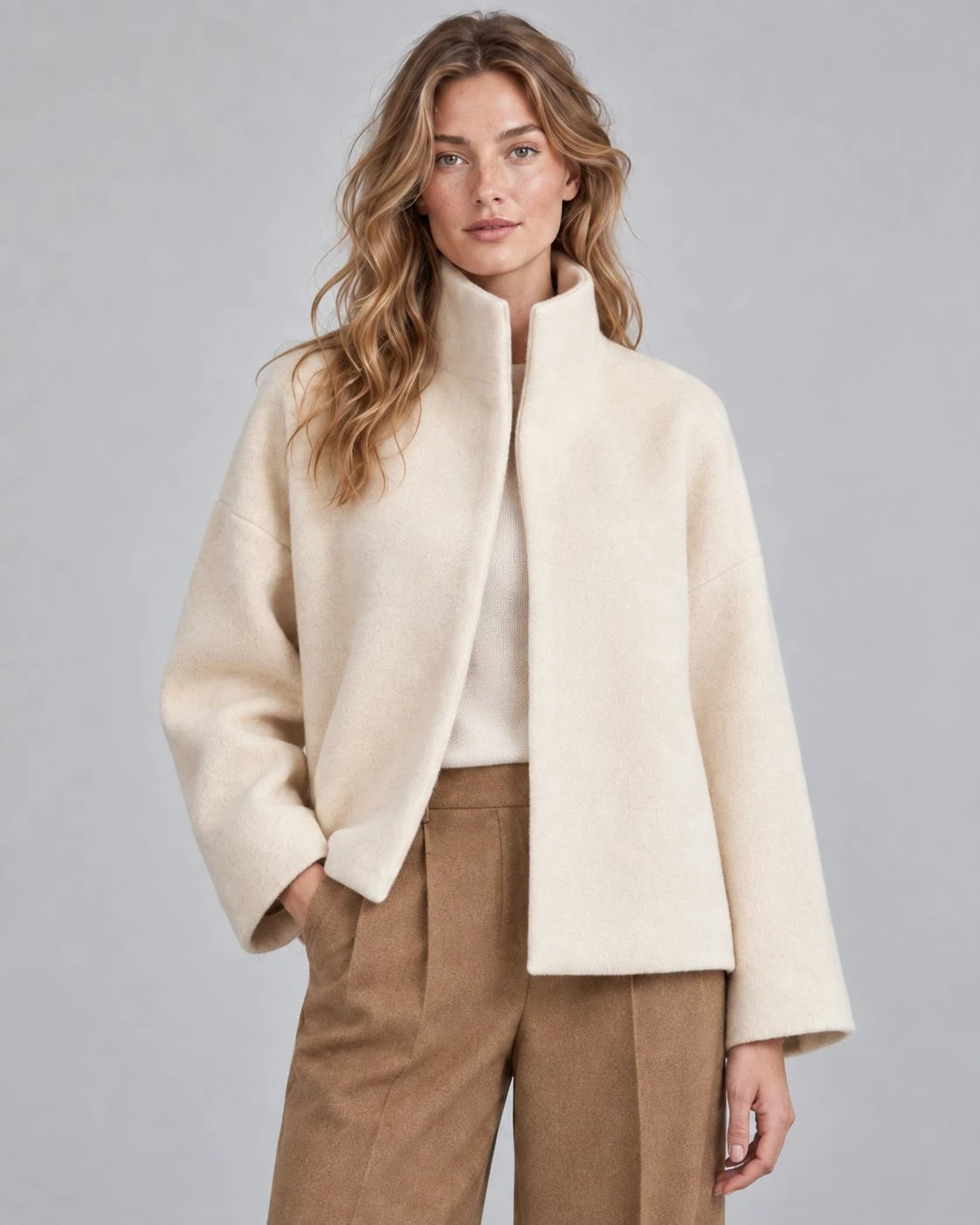 Snowfield Wool Oversized Stand-Collar Jacket