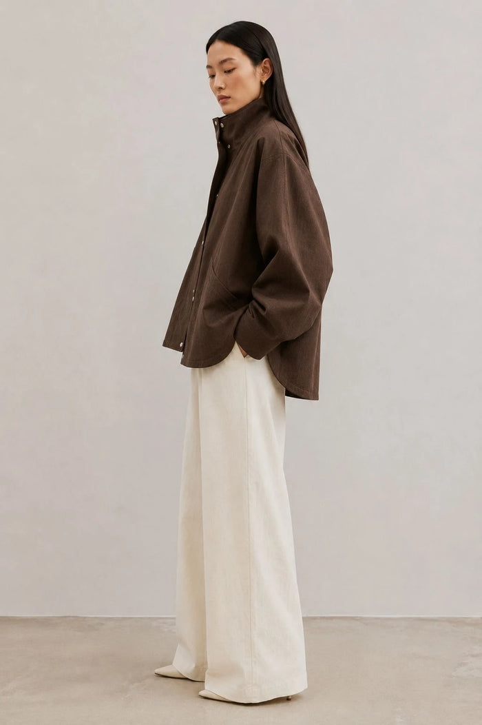 Ironwood Linen Oversized Stand-Collar Jacket lifestyle
