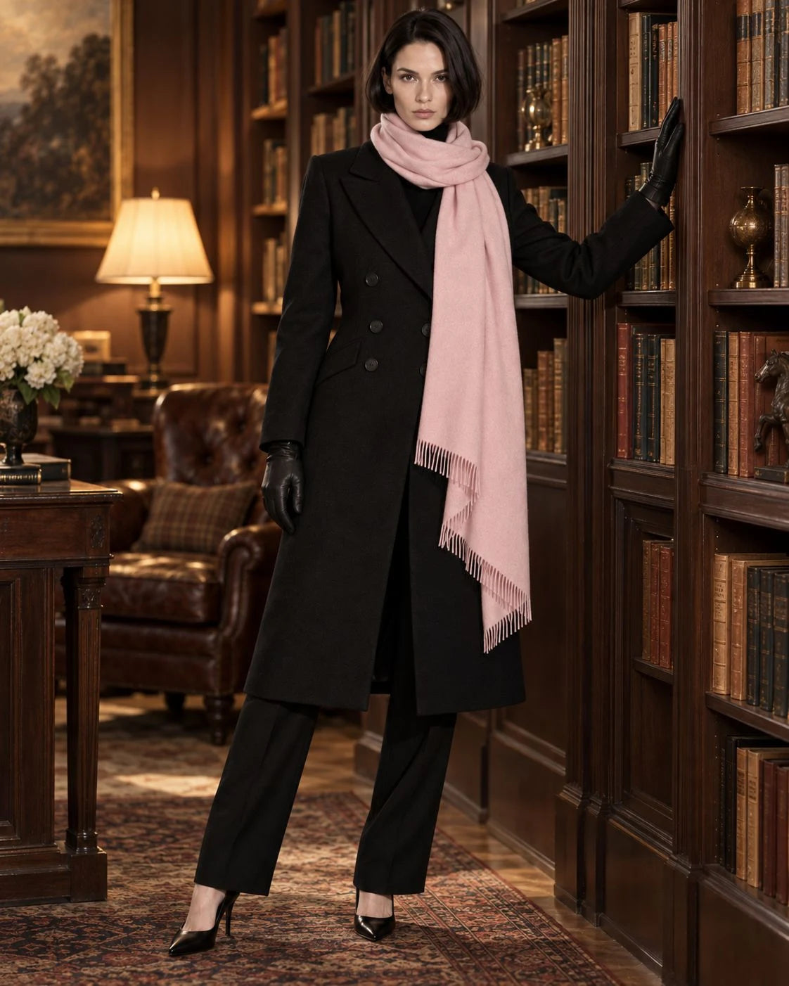 Powder Pink Pashmina Cashmere Shawl