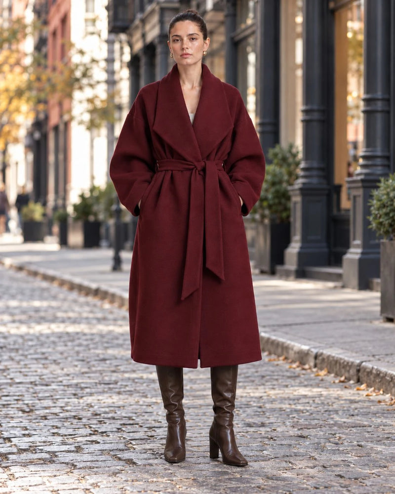 Tundra Wool Belted Wrap Coat