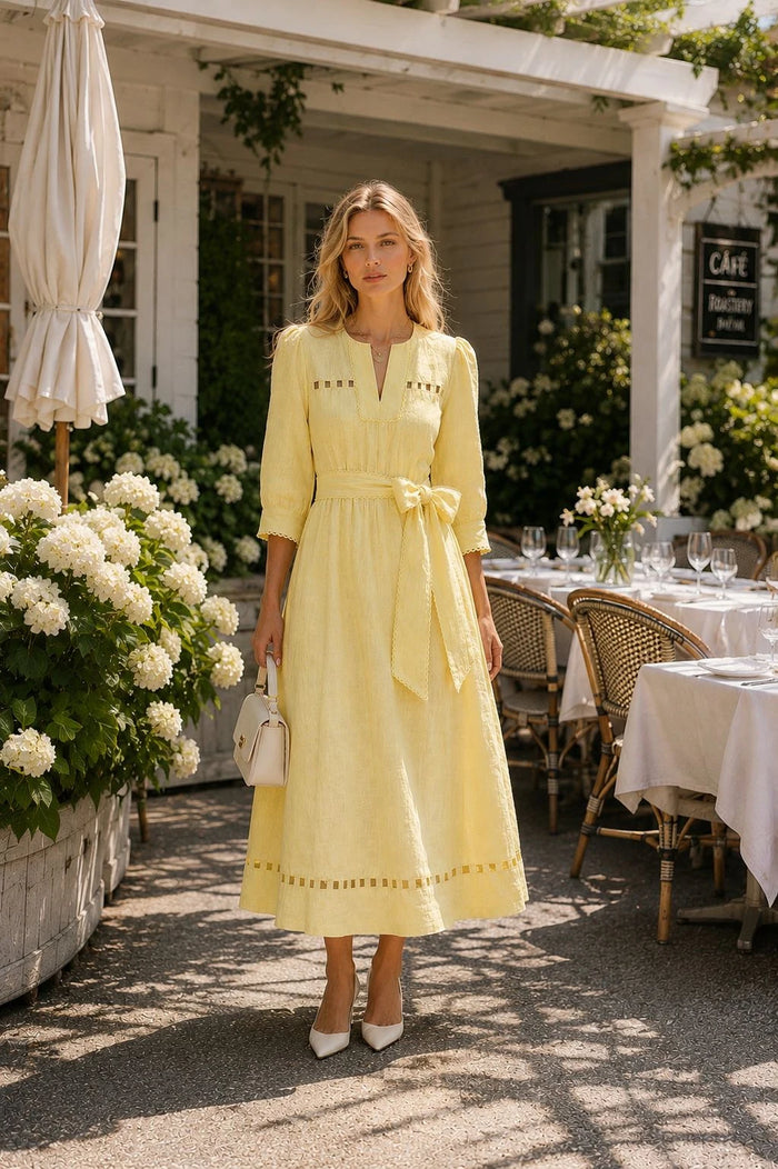 Gordes Linen Belted Maxi Dress