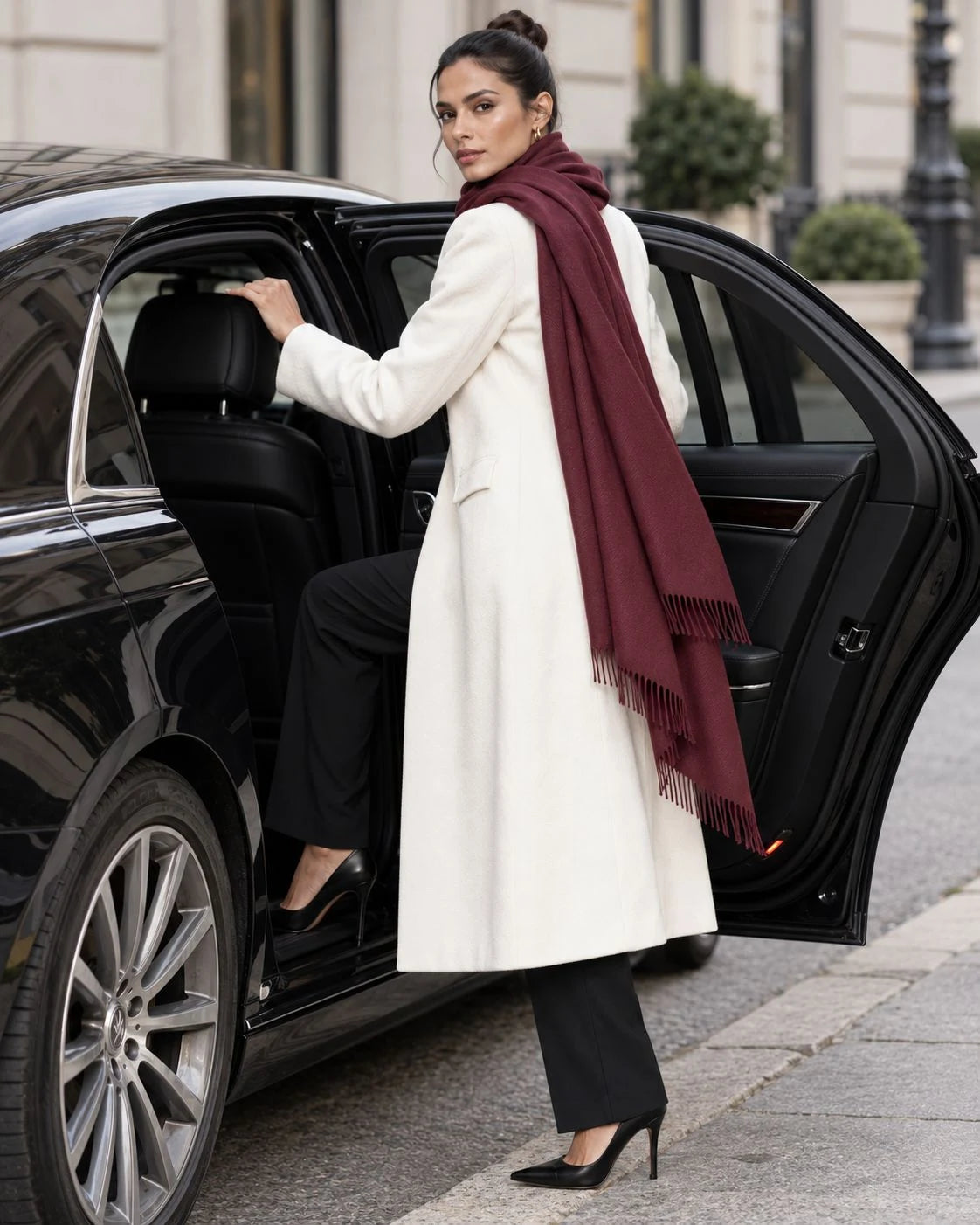 Burgundy Pashmina Cashmere Shawl