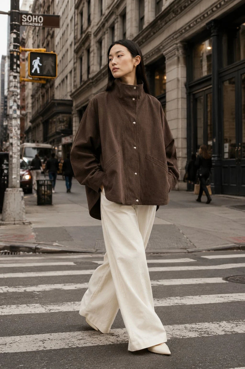 Ironwood Linen Oversized Stand-Collar Jacket