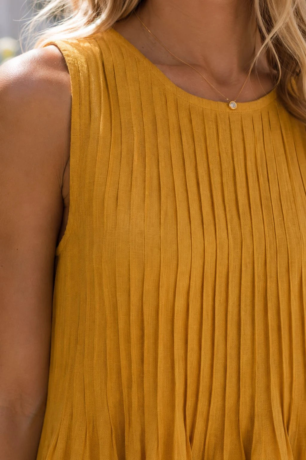 Taormina Linen Pleated Mini Dress