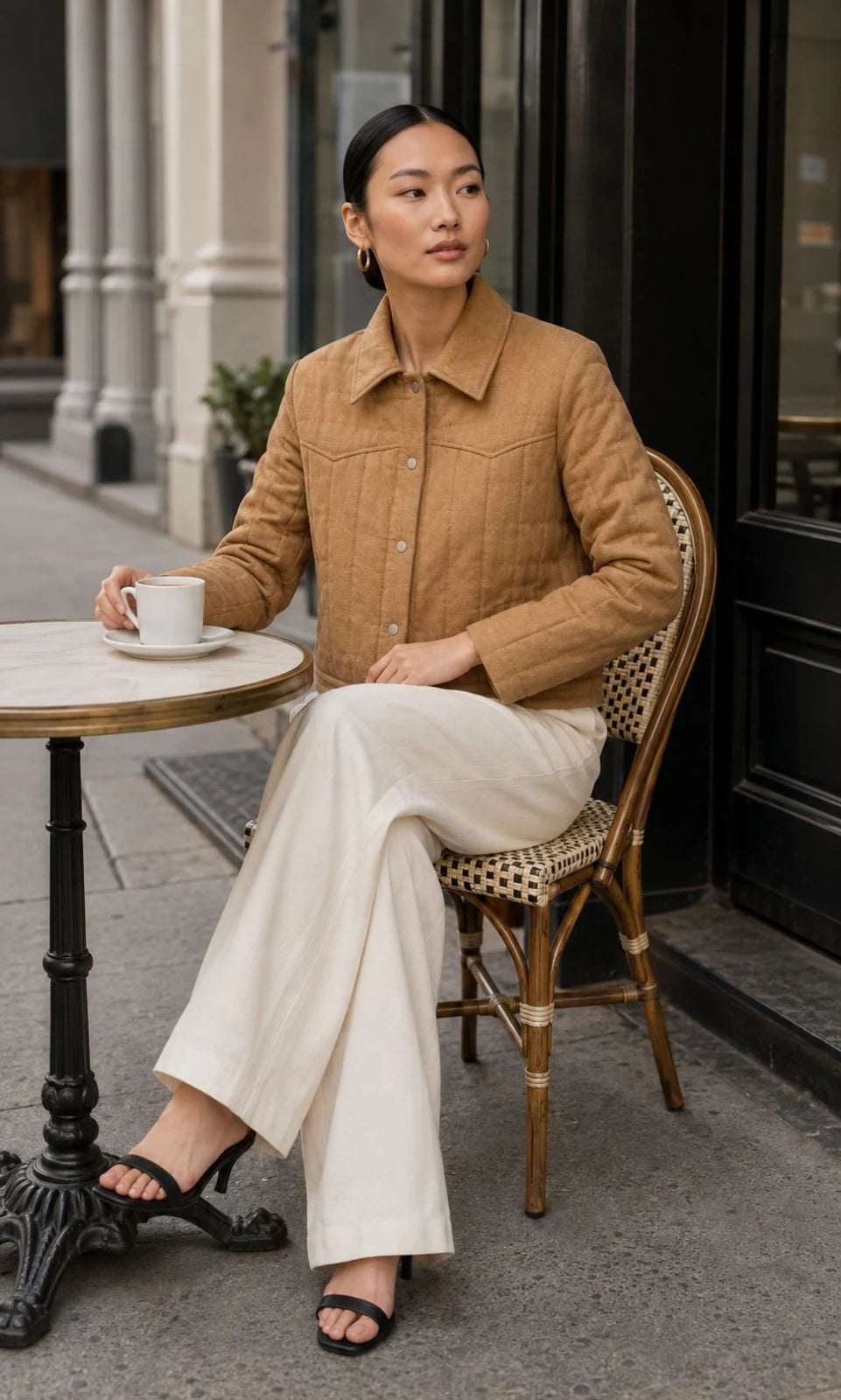 Cedarwood Linen Quilted Trucker Jacket