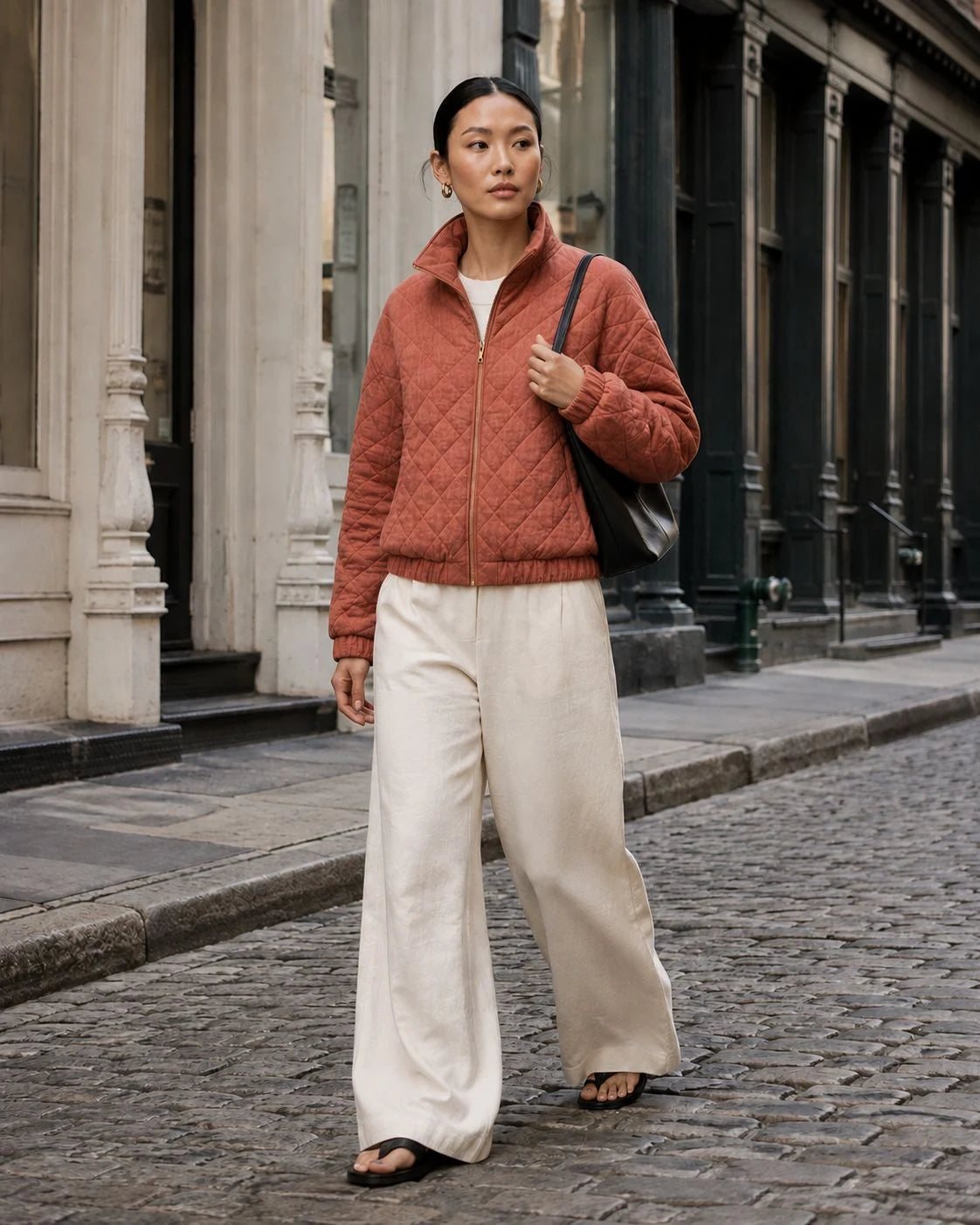 Canyon Linen Quilted Bomber Jacket