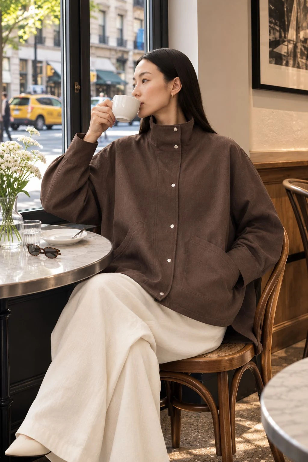 Ironwood Linen Oversized Stand-Collar Jacket