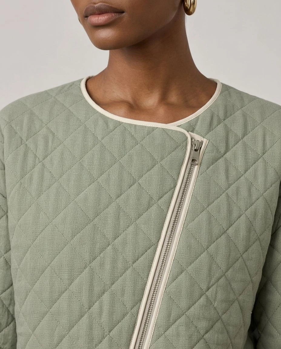 Meadow Linen Quilted Cropped Jacket