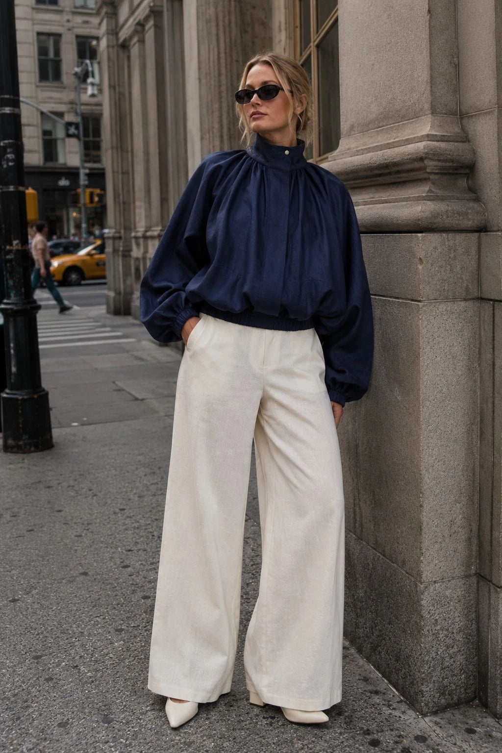 Northfell Linen Gathered Bomber Jacket