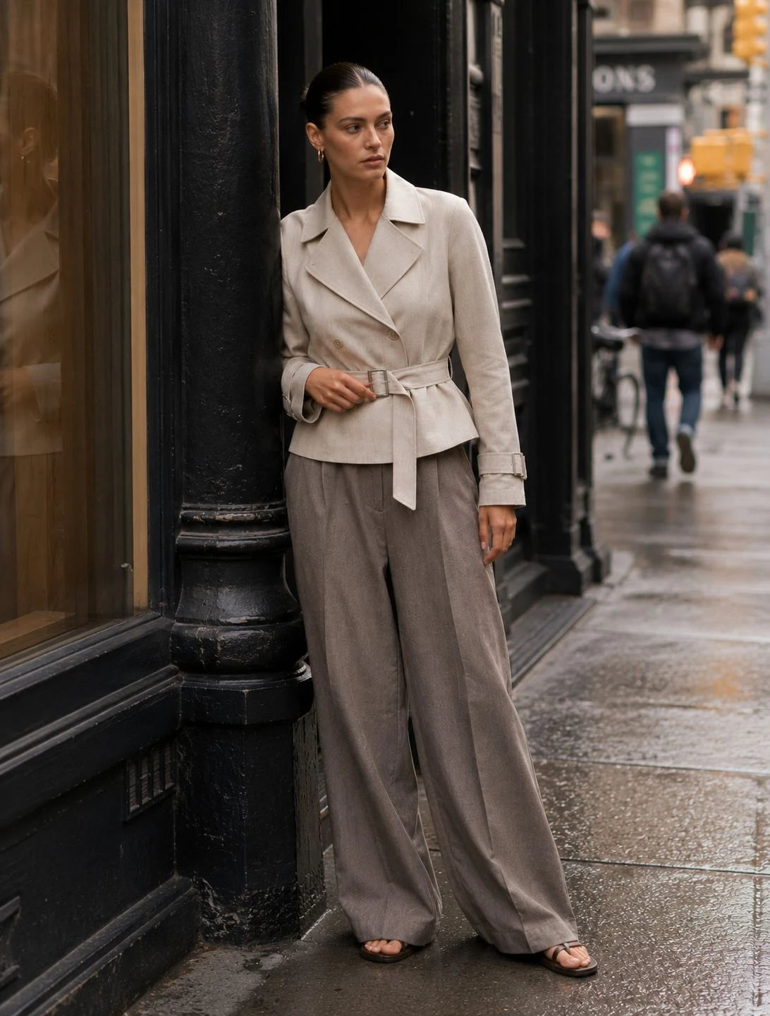 Stonebrook Linen Belted Double-Breasted Jacket