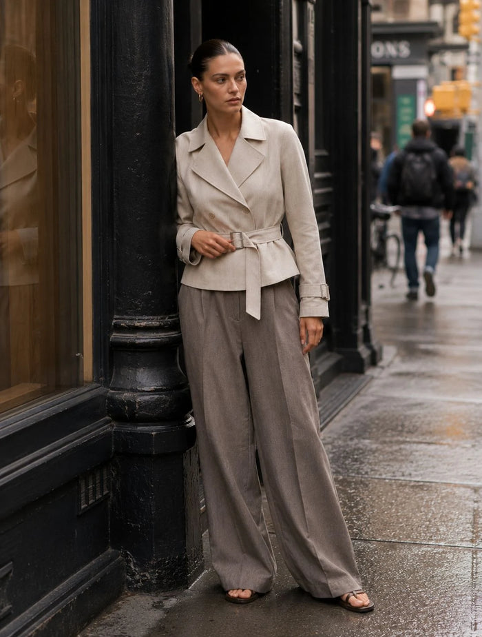 Stonebrook Linen Belted Double-Breasted Jacket lifestyle