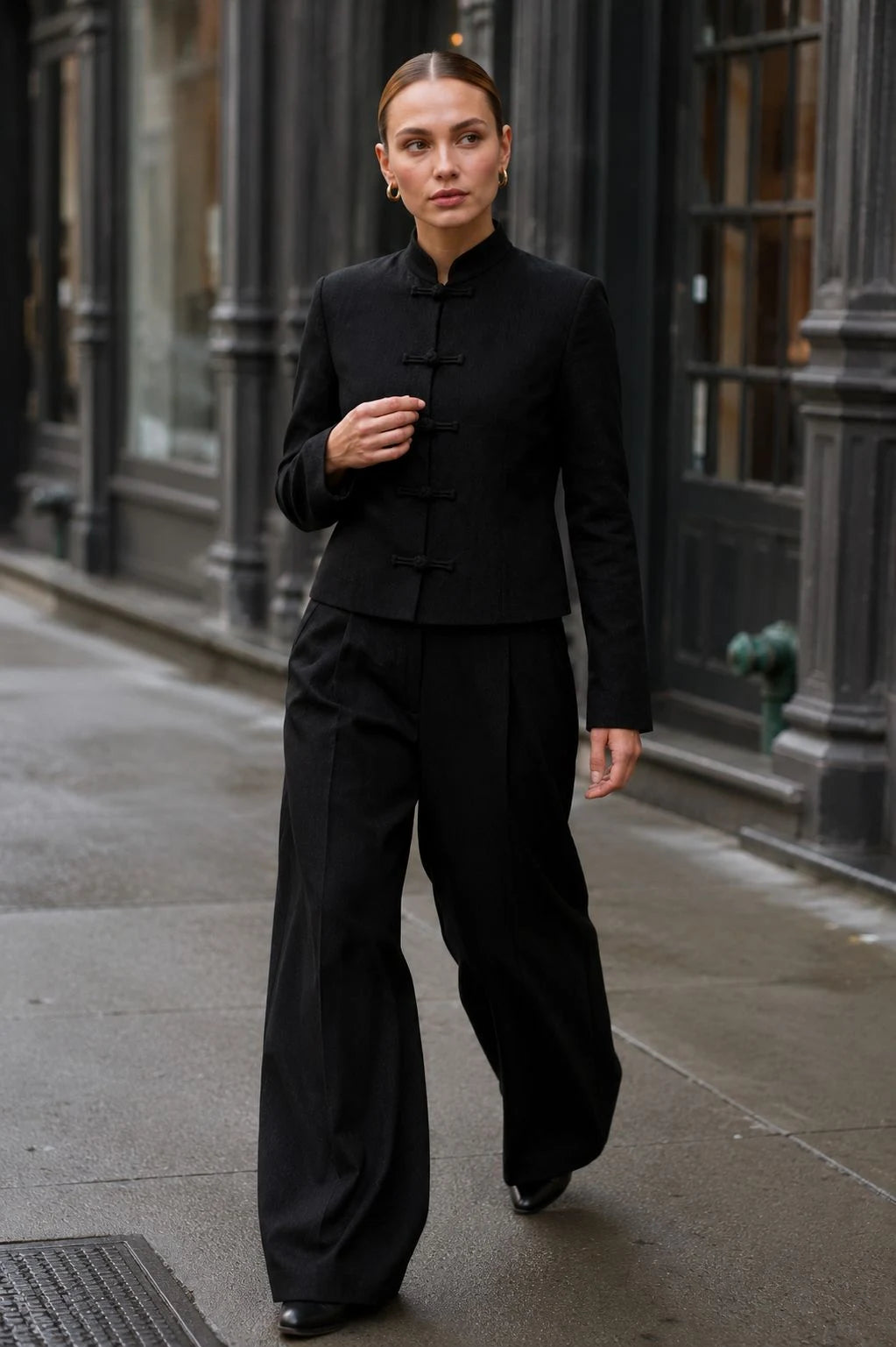 Ravenwood Linen Mandarin-Collar Jacket