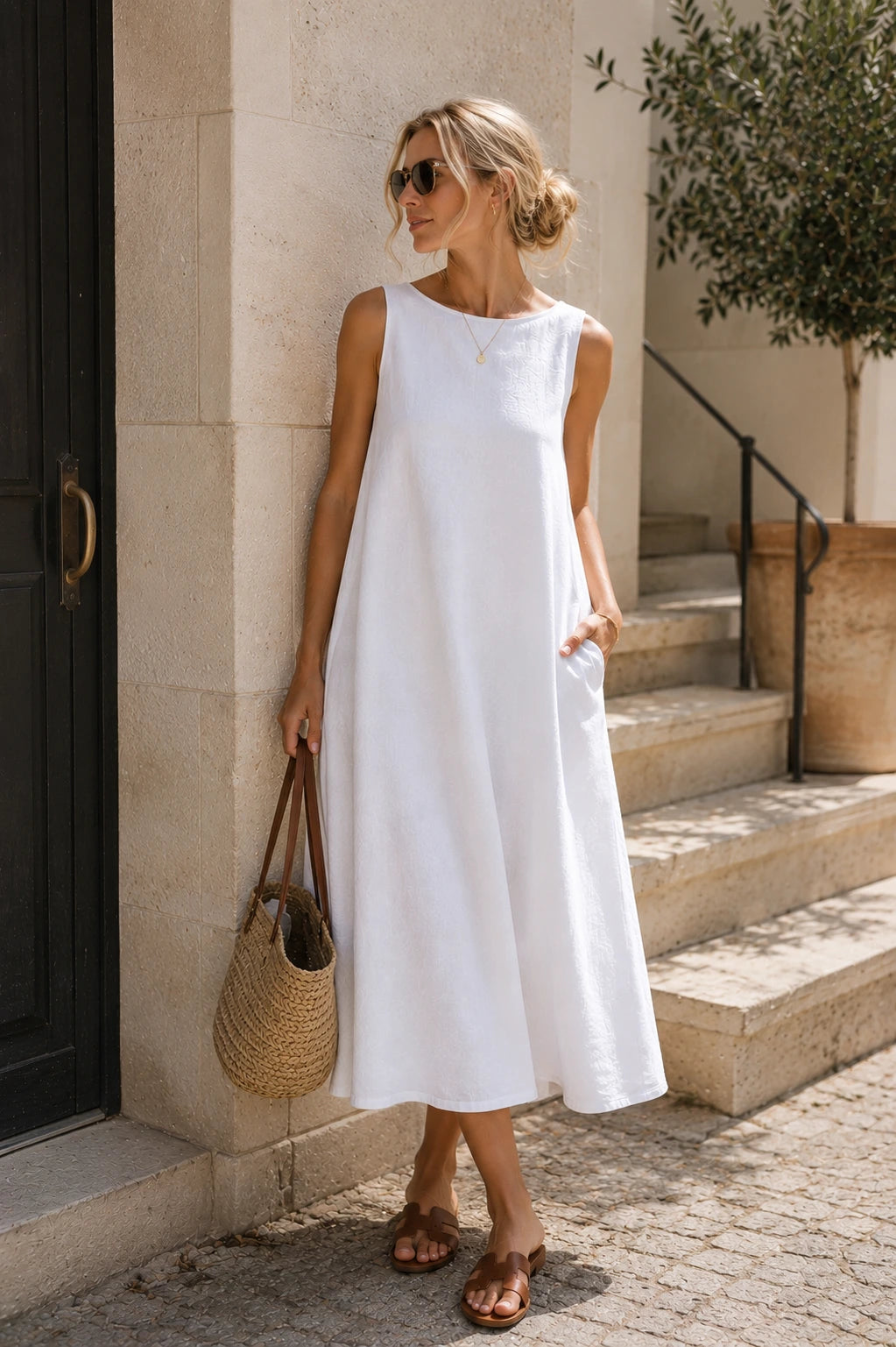 Otranto Linen A-Line Midi Dress