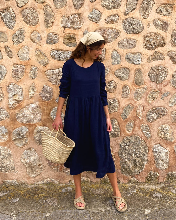 Salerno Linen Long Sleeve Midi Dress