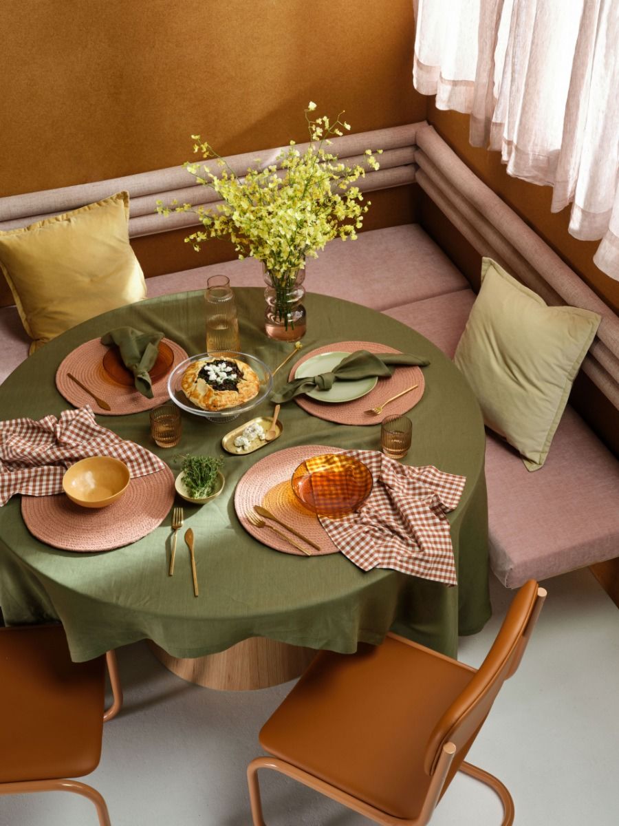 Moss Green Linen Table Cloth
