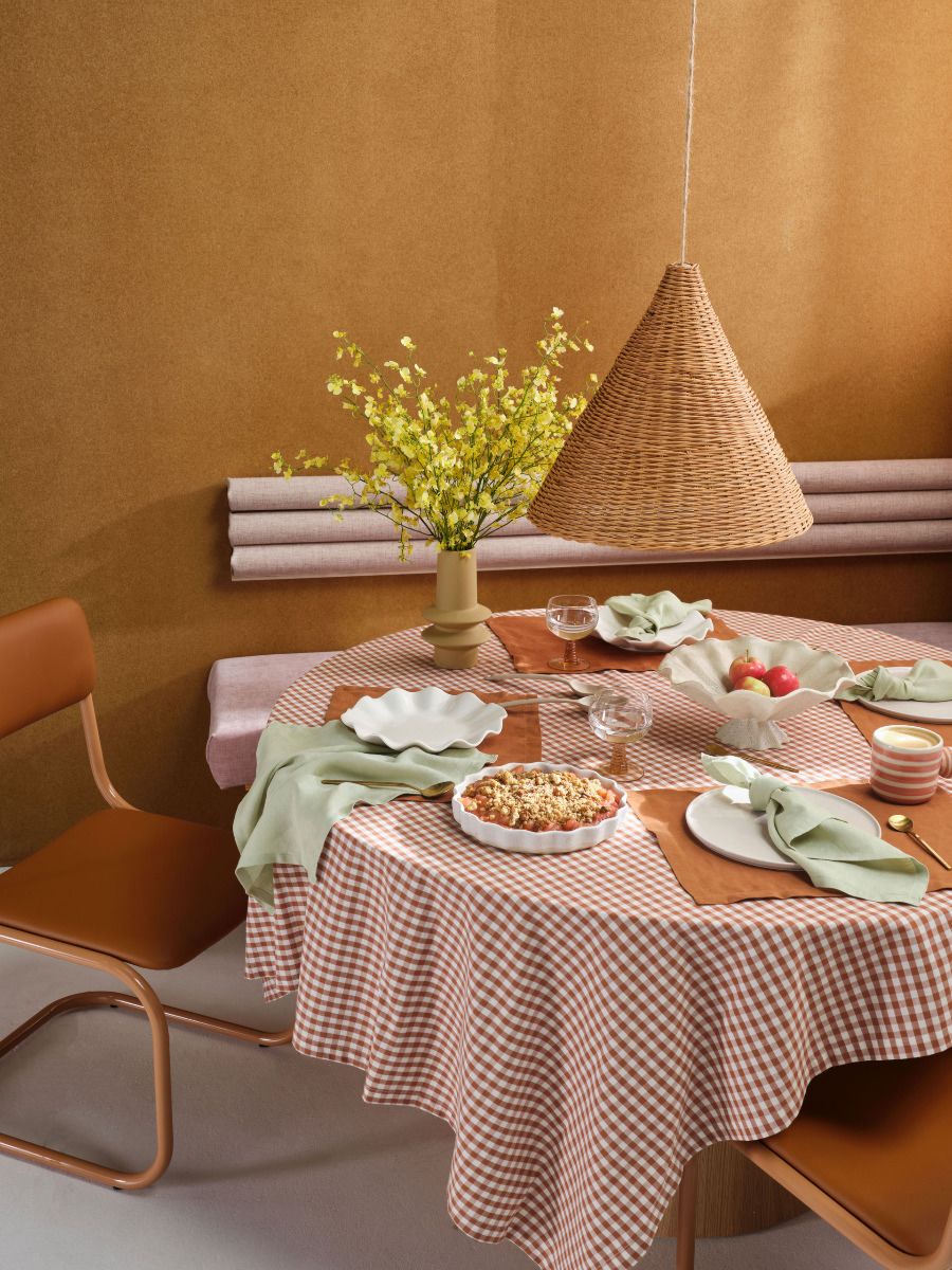 Set di tovagliette in lino marrone