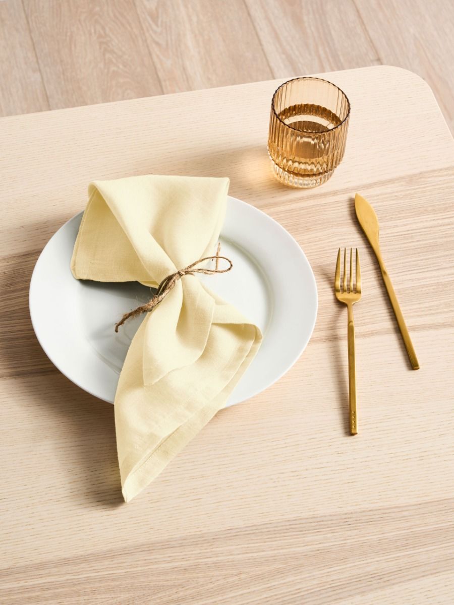 Ensemble de serviettes en lin jaune beurre