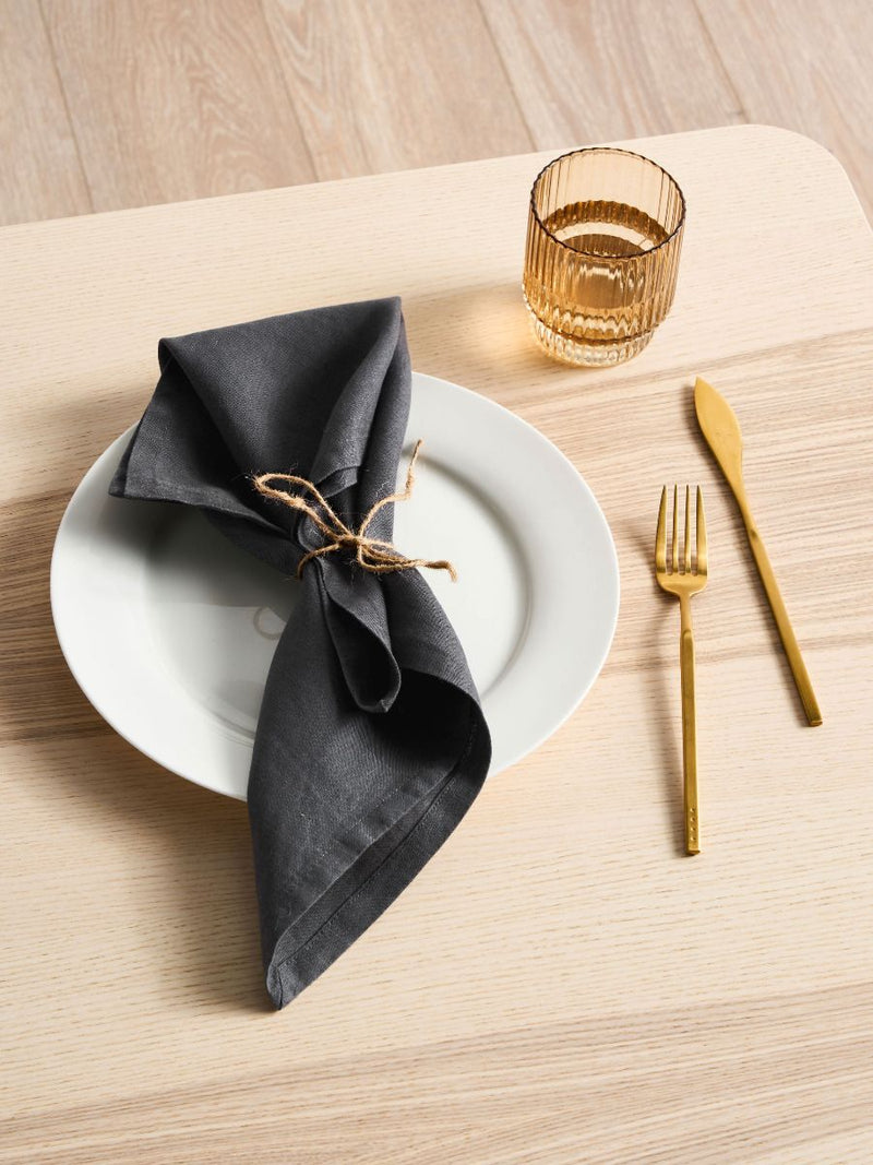Black Linen Napkin Set