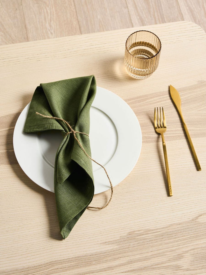 Ensemble de serviettes en lin vert olive