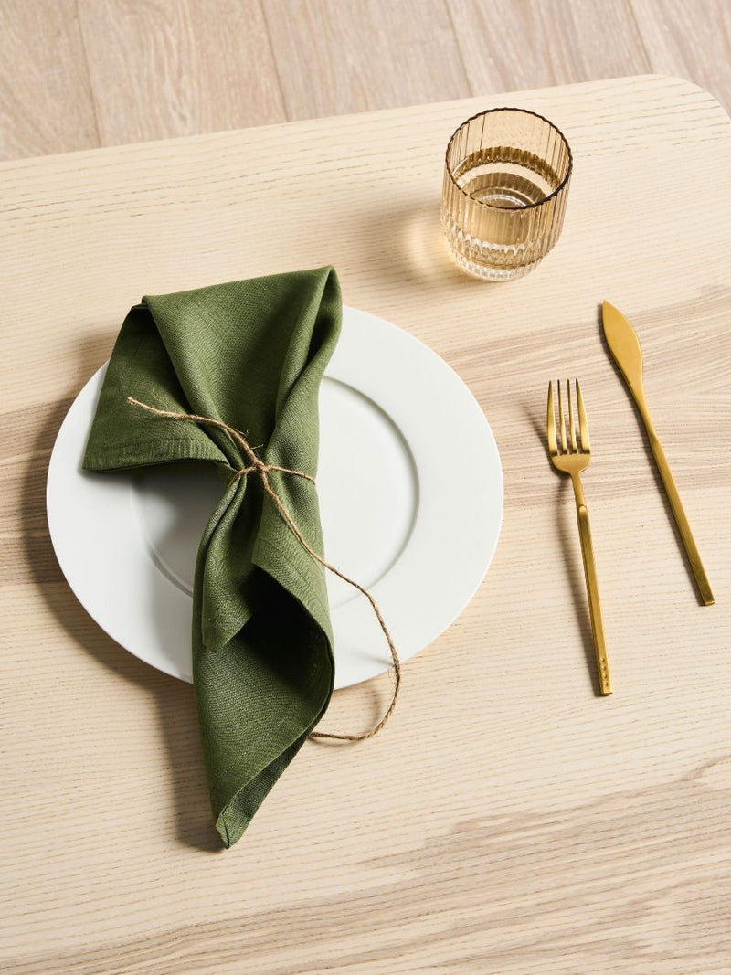 Moss Green Linen Napkin Set