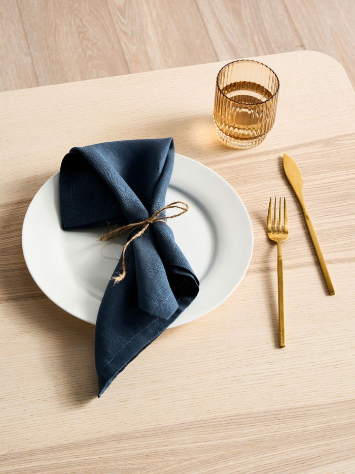 Ensemble de serviettes en lin bleu marine