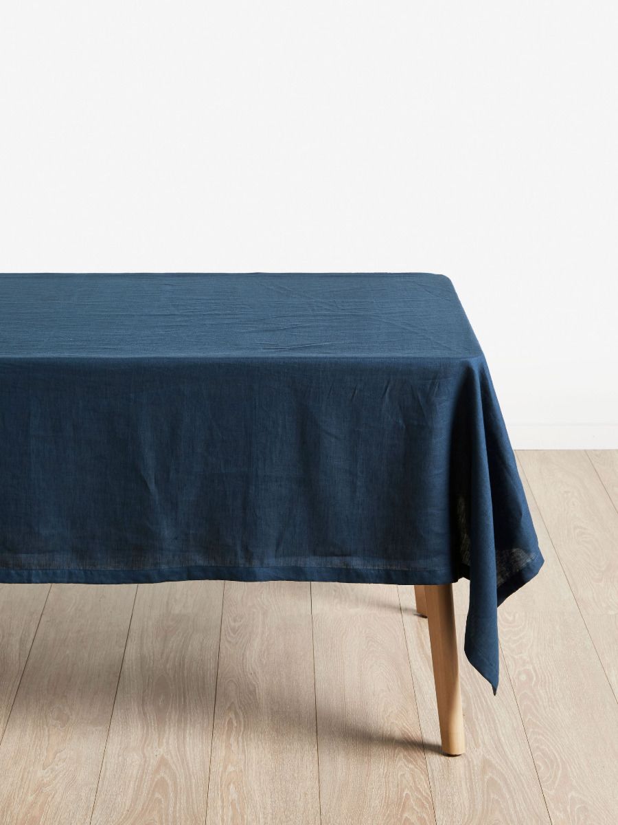 Nappe en lin bleu marine