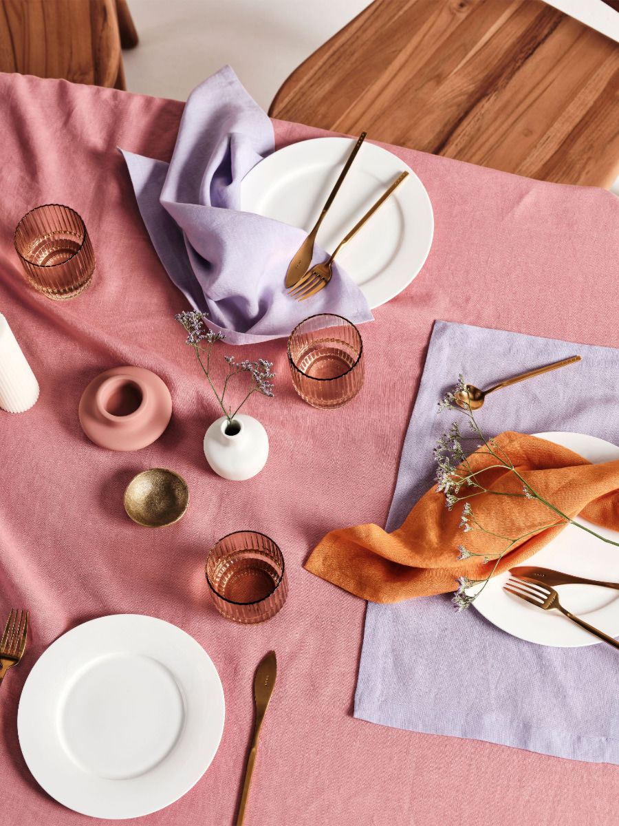 Coral Linen Table Cloth