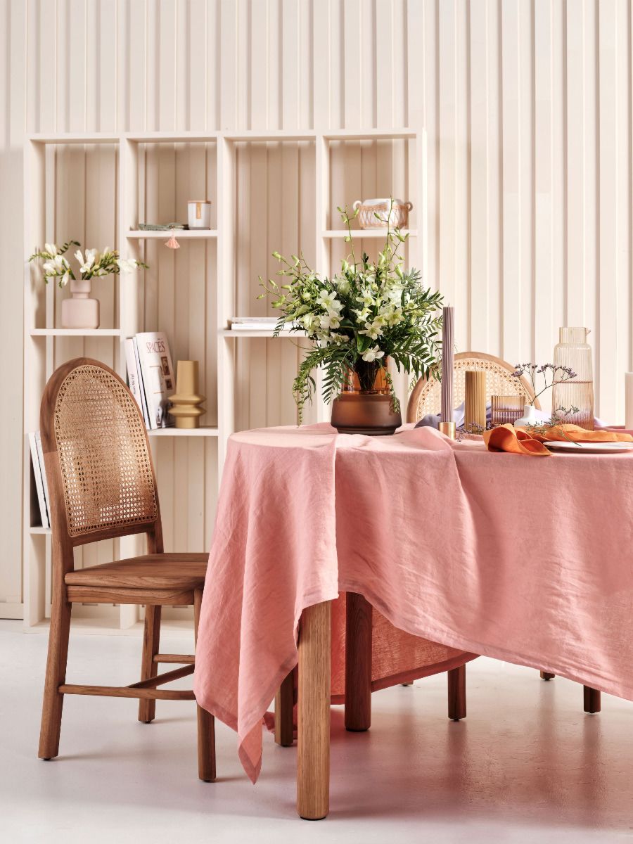 Coral Linen Table Cloth