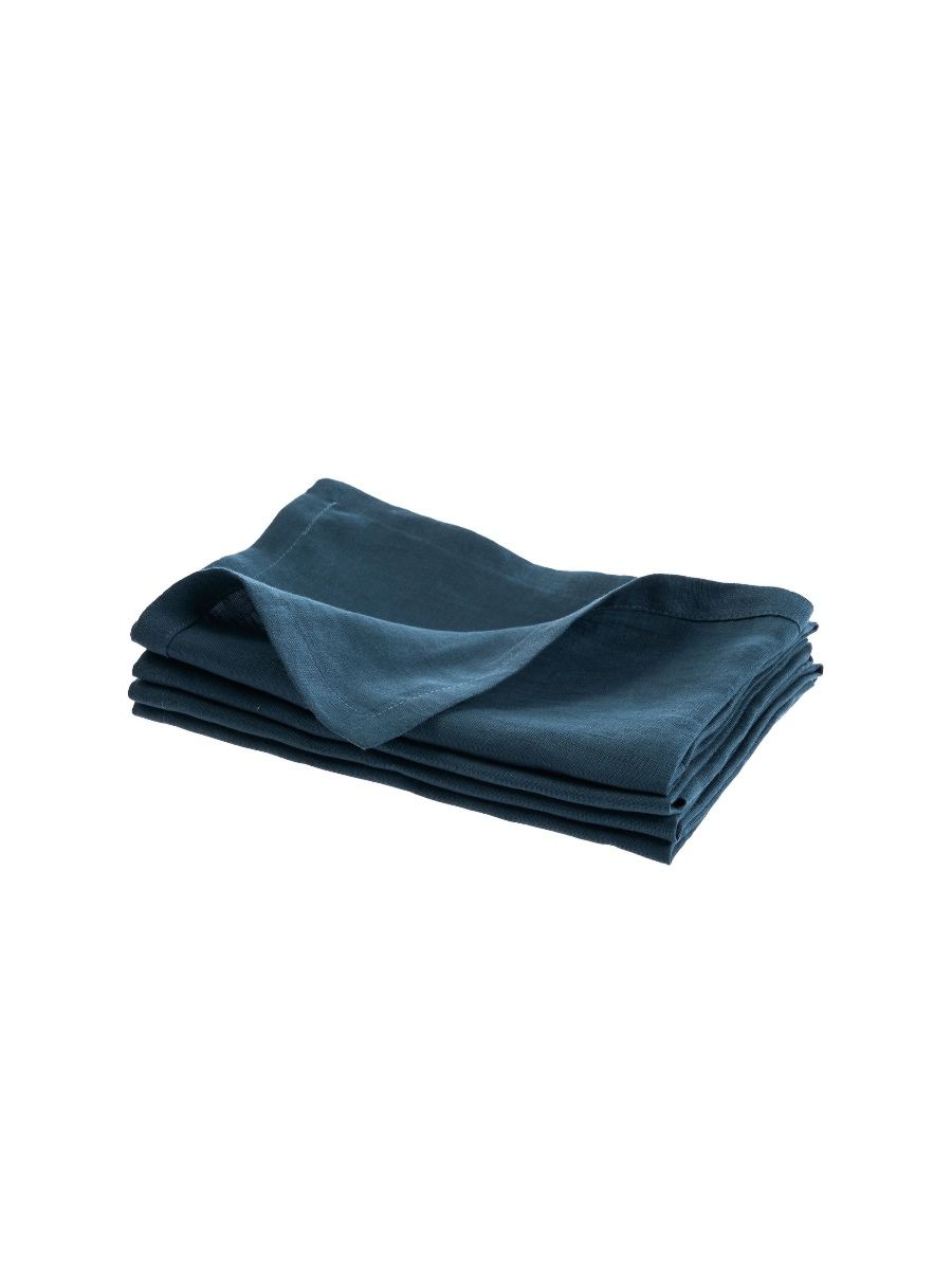 Ensemble de serviettes en lin bleu marine