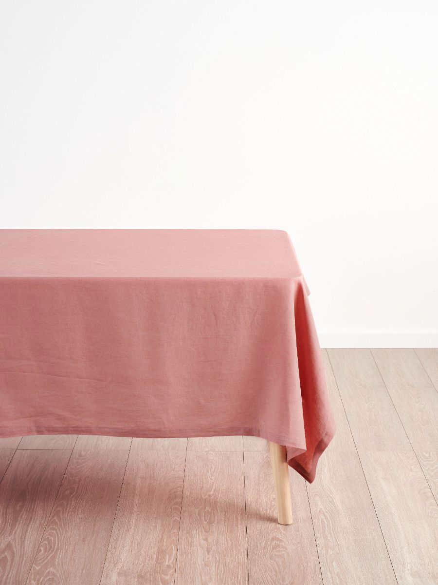 Coral Linen Table Cloth